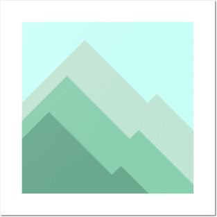 Abstract Green Geometric Mountains Posters and Art